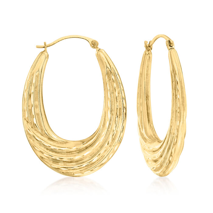 14kt Yellow Gold Ridged Hoop Earrings