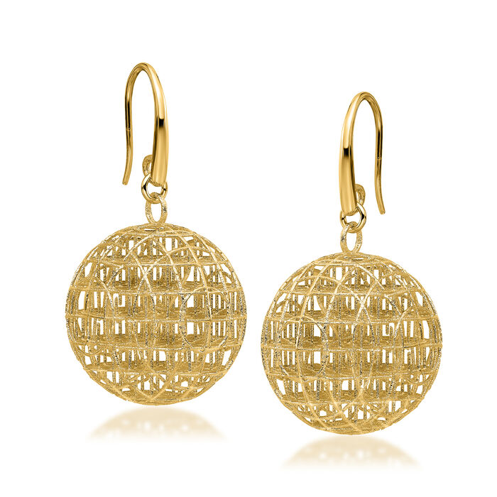 Italian 14kt Yellow Gold Wire-Wrapped Ball Drop Earrings