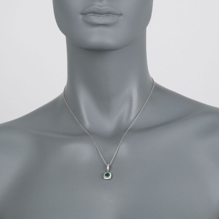 .60 Carat Emerald and .19 ct. t.w. Diamond Pendant Necklace in 14kt White Gold 18-inch