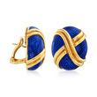 C. 1970 Vintage Blue Enamel and 18kt Yellow Gold X Earrings