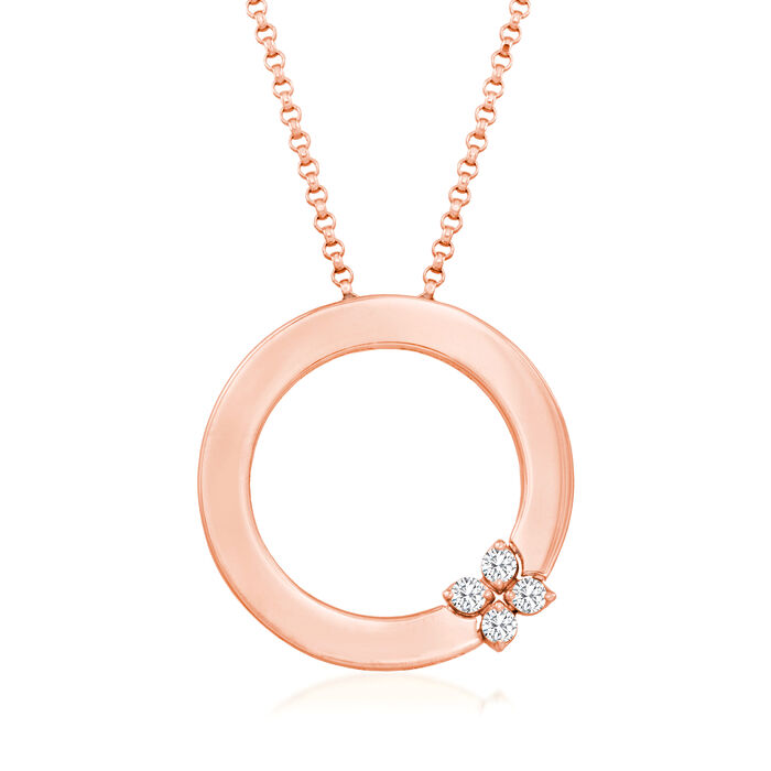 Roberto Coin &quot;Love in Verona&quot; 18kt Rose Gold Circle Pendant Necklace with Diamond Accents