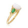 Opal and .30 ct. t.w. Emerald Ring with Diamond Accents in 18kt Yellow Gold