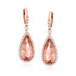 20.05 ct. t.w. Morganite and 3.55 ct. t.w. Diamond Drop Earrings in 18kt Rose Gold