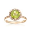 2.00 Carat Peridot and .18 ct. t.w. Diamond Ring in 14kt Yellow Gold