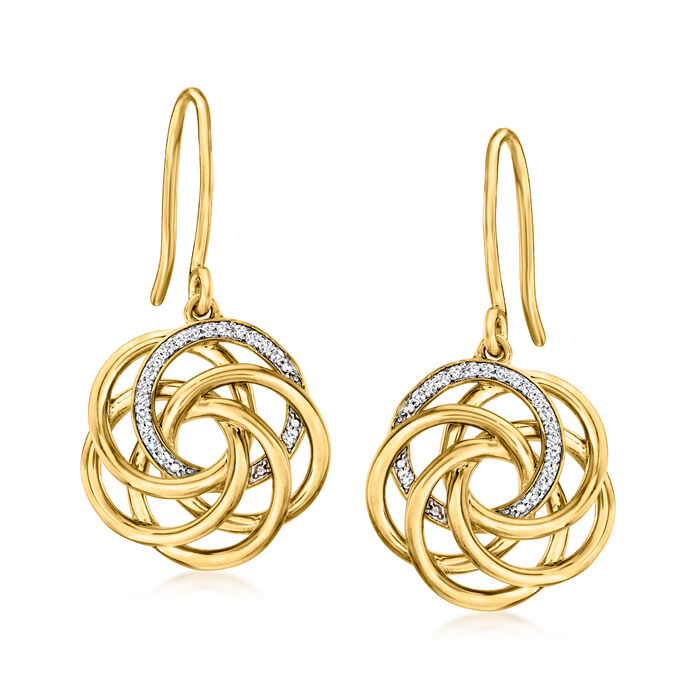 .10 ct. t.w. Diamond Interlocking-Circle Drop Earrings in 18kt Gold Over Sterling