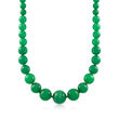 8-20mm Graduated Green Jade Bead Necklace with 14kt Yellow Gold