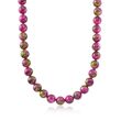 Italian 35.00 ct. t.w. Pink and Green Quartz Bead Necklace with Sterling Silver