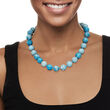 14-14.5mm Larimar Bead Necklace with Sterling Silver 18-inch