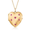 C. 1960 Vintage Tiffany Jewelry .70 ct. t.w. Ruby Puffed Heart Locket Necklace in 14kt and 18kt Yellow Gold