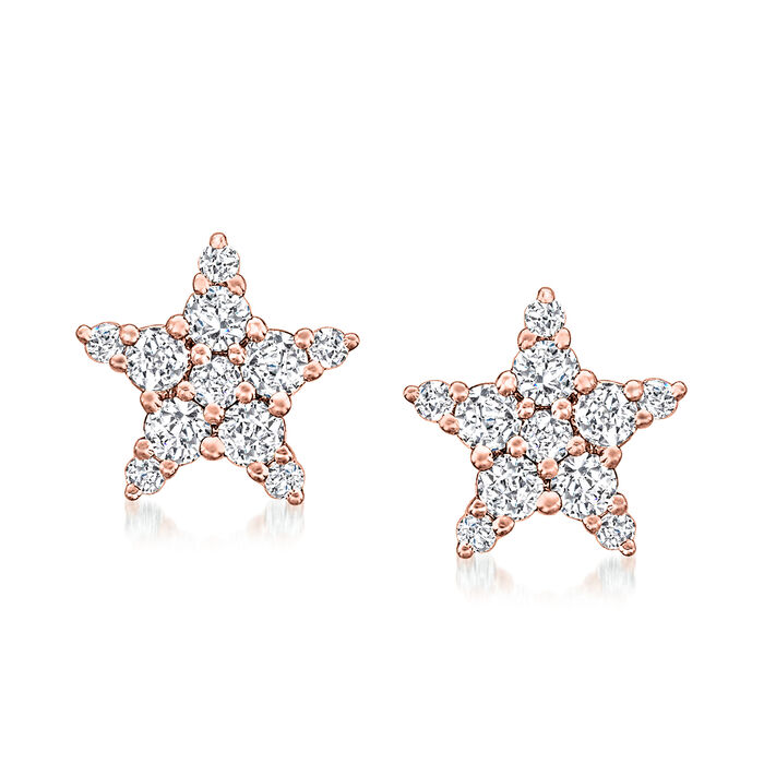 .33 ct. t.w. Diamond Star Earrings in 14kt Rose Gold