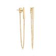 14kt Yellow Gold Bar and Chain Front-Back Drop Earrings