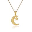 14kt Yellow Gold Moon and Star Pendant Necklace