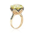 9.00 Carat Lemon Quartz and .37 ct. t.w. Green Diamond Ring in 14kt Yellow Gold Over Sterling Silver