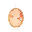 Italian Oval Shell Cameo Pin Pendant in 18kt Gold Over Sterling