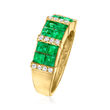 1.70 ct. t.w. Emerald and .16 ct. t.w. Diamond Ring in 14kt Yellow Gold