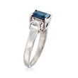 C. 1990 Vintage 1.15 Carat Sapphire and .50 ct. t.w. Diamond Ring in 18kt White Gold