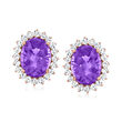 3.40 ct. t.w. Amethyst and .60 ct. t.w. Diamond Earrings in 14kt Rose Gold