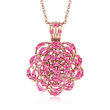 4.10 ct. t.w. Pink Sapphire Flower Pendant Necklace in 14kt Rose Gold