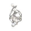 4.5-5mm Cultured Pearl Open-Space Leaf Ring in Sterling Silver