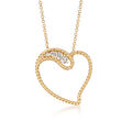 Roberto Coin &quot;Barocco&quot; .12 ct. t.w. Diamond Heart Pendant Necklace in 18kt Yellow Gold