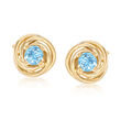 1.00 ct. t.w. Blue Topaz Love Knot Earrings in 18kt Gold Over Sterling Silver