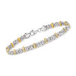 .20 ct. t.w. CZ Byzantine Bracelet in Sterling Silver and 18kt Gold Over Sterling