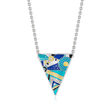 Belle Etoile &quot;Constellations: Nairobi&quot; Turquoise-Blue Triangle Necklace with CZ Accents in Sterling Silver