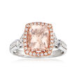 1.70 Carat Morganite and .30 ct. t.w. Diamond Ring in 14kt Two-Tone Gold