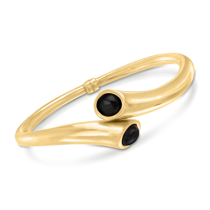 Italian Black Onyx Bypass Bracelet in 14kt Yellow Gold