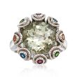 5.50 Carat Green Prasiolite and .39 ct. t.w. Multi-Stone Ring in Sterling Silver