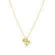14kt Yellow Gold Heart, Anchor and Cross Charm Necklace