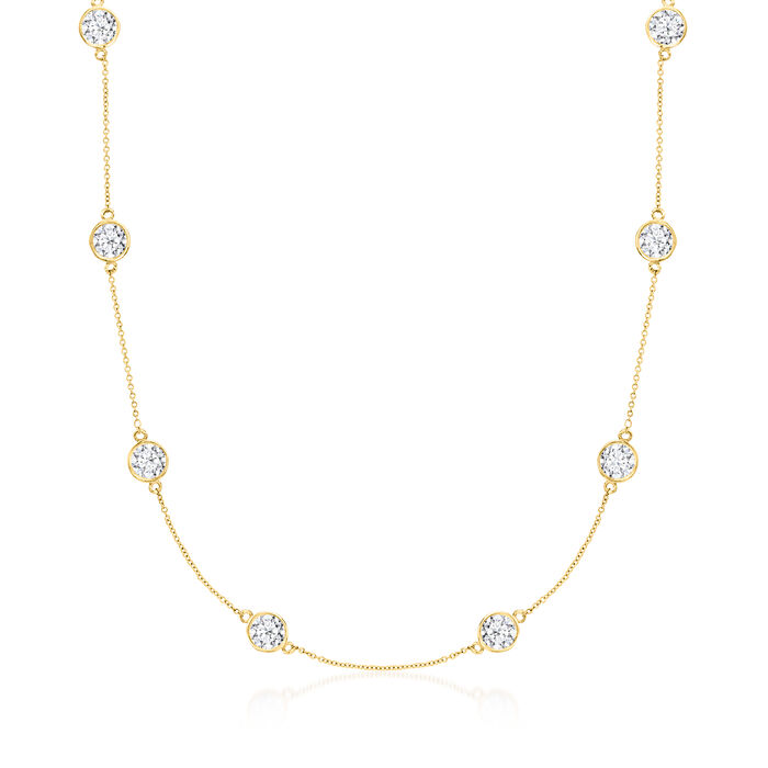 10.00 ct. t.w. Lab-Grown Diamond Station Necklace in 14kt Yellow Gold