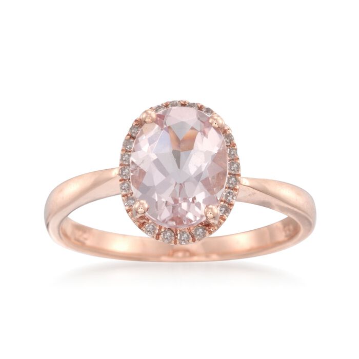 1.70 Carat Morganite and .10 ct. t.w. Diamond Ring in 14kt Rose Gold