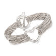 C. 1990 Vintage Tiffany Jewelry Multi-Chain Heart Bracelet in Sterling Silver