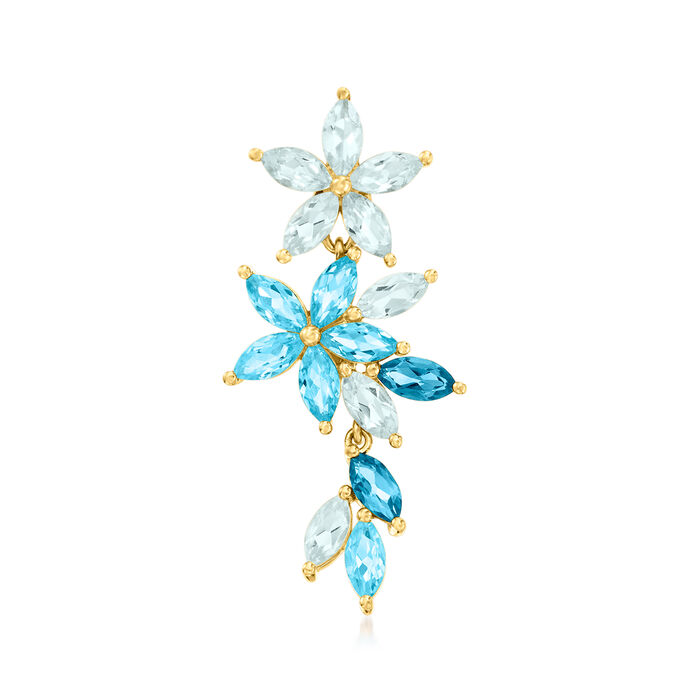 3.70 ct. t.w. Tonal Blue Topaz Floral Pendant in 18kt Gold Over Sterling