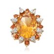 C. 1980 Vintage 21.90 ct. t.w. Citrine and 1.00 ct. t.w. Diamond Ring in 14kt Yellow Gold
