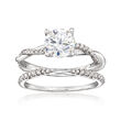 1.54 ct. t.w. Moissanite Bridal Set: Engagement and Wedding Rings in Sterling Silver