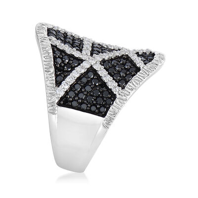1.00 ct. t.w. Black and White Diamond Ring in 14kt White Gold