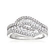 C. 2000 Vintage Giantti .88 ct. t.w. Diamond Bypass Ring in 18kt White Gold