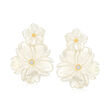 Mother-of-Pearl and .20 ct. t.w. White Topaz Flower Removable Drop Earrings with 18kt Gold Over Sterling