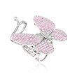 4.60 ct. t.w. Simulated Pink Sapphire and 1.40 ct. t.w. CZ Butterfly Double-Ring in Sterling Silver