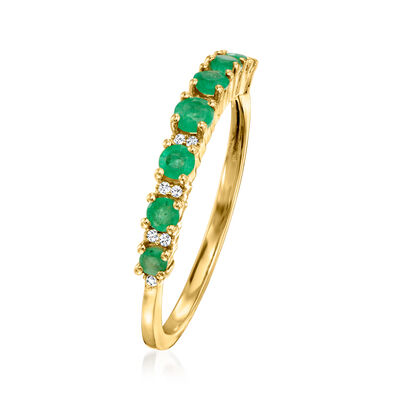 .30 ct. t.w. Emerald Ring with Diamond Accents in 14kt Yellow Gold