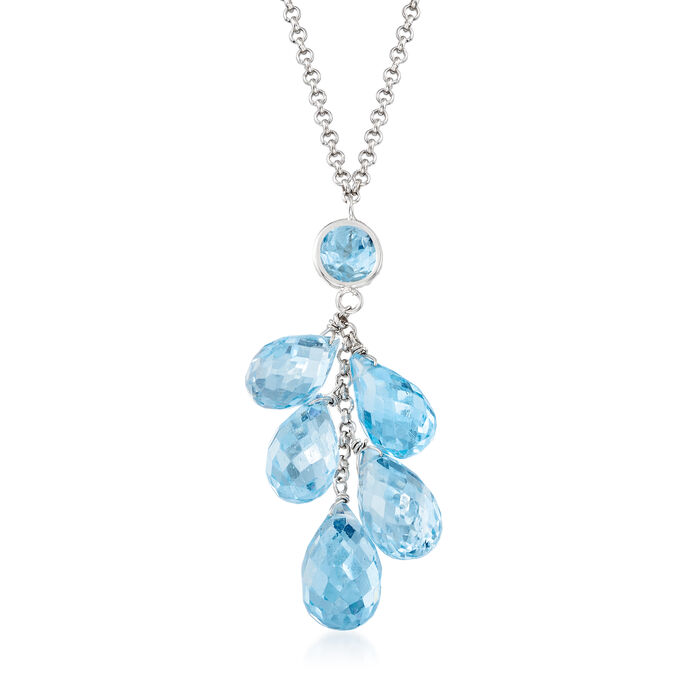 21.10 ct. t.w. Blue Topaz Cluster Necklace in Sterling Silver