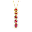 C. 1990 Vintage .45 ct. t.w. Ruby and .30 ct. t.w. Diamond Drop Necklace in 18kt Yellow Gold