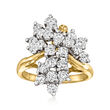 C. 1980 Vintage 2.00 ct. t.w. Diamond Cluster Ring in 14kt Two-Tone Gold