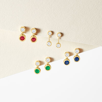 .40 ct. t.w. Bezel-Set Diamond Drop Earrings in 14kt Yellow Gold