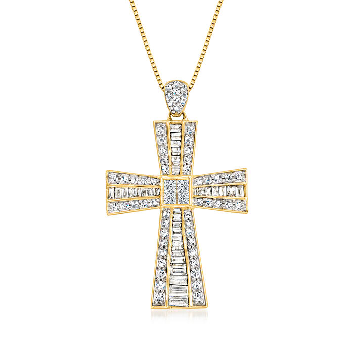.80 ct. t.w. Diamond Cross Pendant Necklace in 14kt Yellow Gold