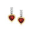 .30 ct. t.w. Garnet Heart Earrings with Diamond Accents in 14kt Yellow Gold