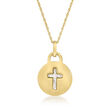 Italian 14kt Two-Tone Gold Diamond-Cut Cross Pendant Necklace