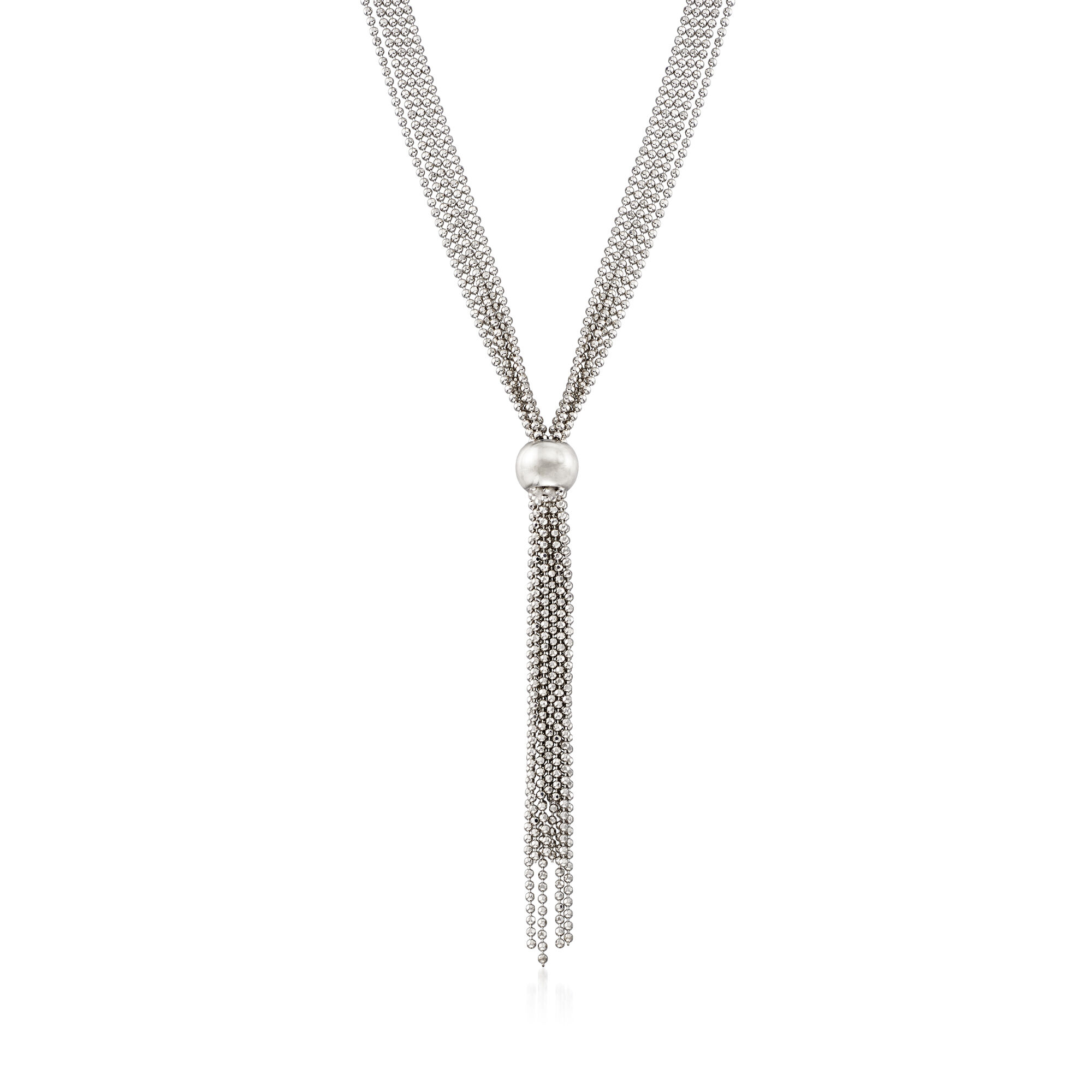 Italian Sterling Silver Bead Chain Tassel Necklace | Ross-Simons